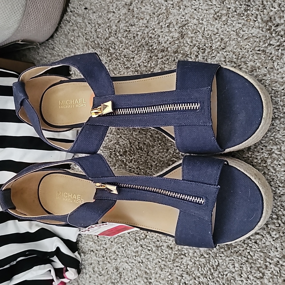 Navy Blue and gold wedge